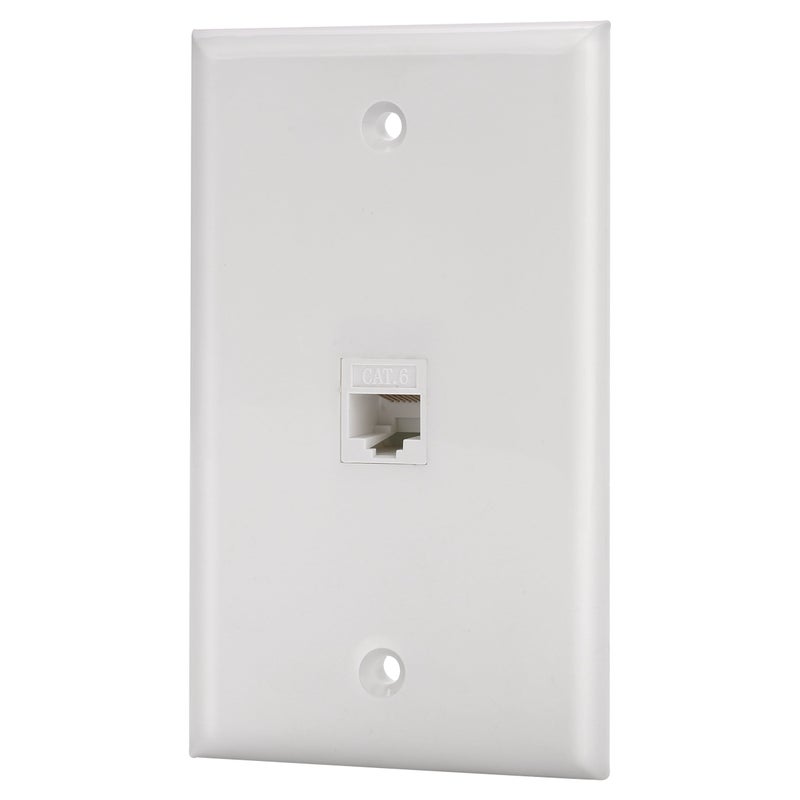 IBL-1 Port Cat6 Keystone Ethernet Female to Female Wall Plate White - Image 1